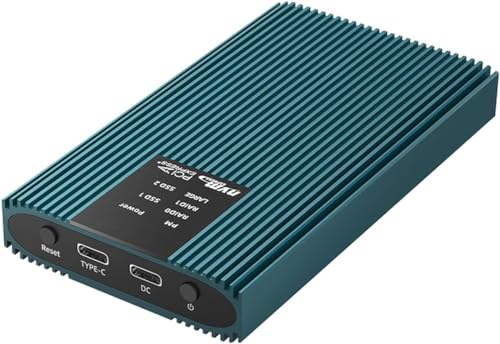 ISHEEP NVMe RAID Enclosure USB3.2 20Gbps M.2 NVMe Dual Bay Case Reader for SSD Size 2230 / 2242 / 2260 / 2280 , Support RAID 0 /1 / Large (JBOD) / Normal 4 RAID Modes K2022R