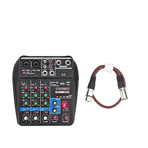 Professional o Mixer A4 Sound Mixing Console Bluetooth USB Record Computer Playback 48V Phantom Power Delay Repaeat Effect 4 Channels USB o Mixer Sound for a Wide Range of Uses (A4 E)