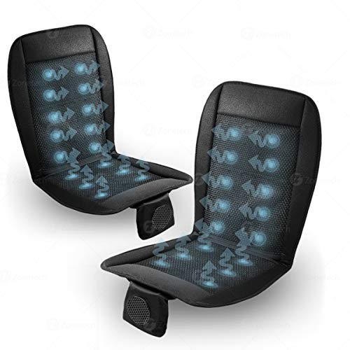 Zone Tech Black Cooling Car Seat Cushion 2-Pack 12V Automotive Adjustable Temperature Comfortable with Improved Air Circulation, Universal Fit for All Vehicles