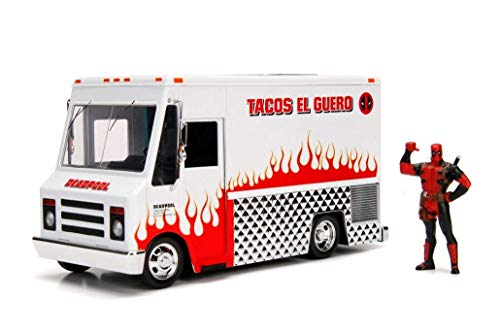 Marvel Deadpool & Taco Truck Die-cast Car, 1:24 Scale Vehicle, 2.75Collectible Figurine