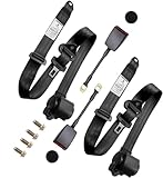 2 Pack 3 Point Seat Belt Pads Universal Adjustable Retractable Lap Set for Go Kart,Club Golf Cart,UTV,VR,Minivan Van, SUV, Cars, Buggies,Pickup，Truck for Modification Belts Kits (L-Black)