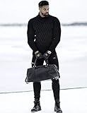 COOFANDY Mens Classic Fit Knitted Pullover Turtleneck Sweater Twisted Cable Knitwear (Black M)