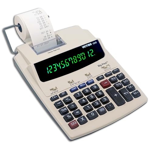 Victor 1310 Big Print Printing Calculator, 12-Digit LED Display, Fast Ink-Free Printing (8.0 LPS), Cost/Sell/Margin Keys, Advanced Business Functions, 2-1/4" Thermal Paper