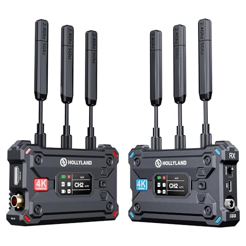 Hollyland Pyro S Wireless Video Transmitter and Receiver HDMI SDI 4K30/1080p60 1300ft Los Range 50ms Latency Up to 4 Receiver, Auto Dual-Band Hopping (ADH), Smart Channel Scan, Live Stream (1TX+1RX)