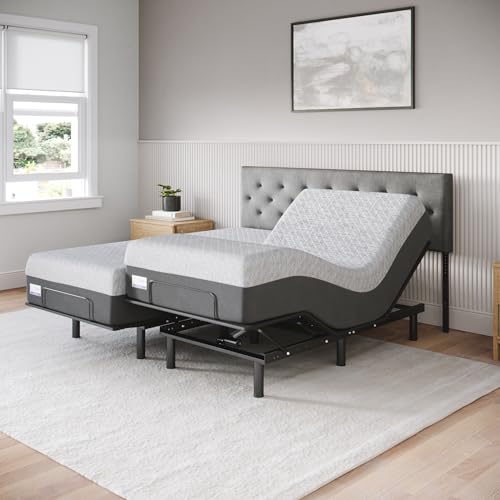 Celestial Aurora Adjustable Bed Base (Frame) + 12 inch Gel Memory Foam Mattress (Medium Soft), Easy Assembly, Head and Foot Lift, Zero Gravity, Memory Positions, CertiPUR-US Bed - Split King
