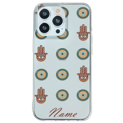 Case Compatible with iPhone 15 Pro Personalized with your Name Hamsa Turkish Evil Eye, Protector Compatible with iPhone 15 Pro Customizable, Case Customized Turkish Eye Shockproof TPU.