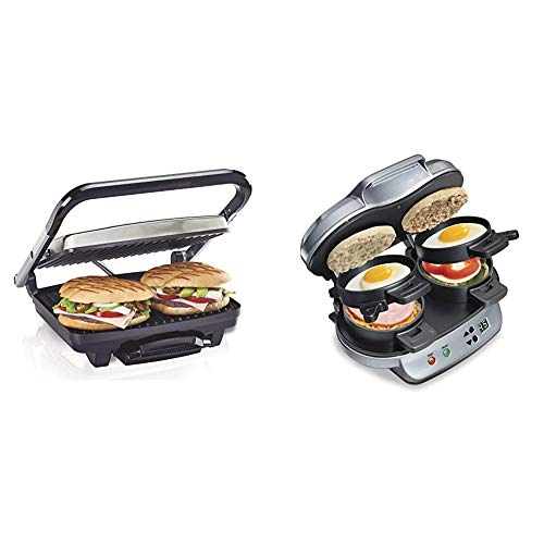 Hamilton Beach Panini Press, Sandwich Maker & Electric Indoor Grill (25410) and Hamilton Beach Dual Breakfast Sandwich Maker (25490A)