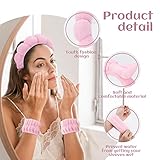 ATROCH Puffy Spa Headband & Skincare Headbands for Women Makeup,Terry Cloth Towel Head Band for Skin Care,Sponge Make Up Hair Band for Girls,Face Wash Wristband Scrunchies Set 4 Pcs