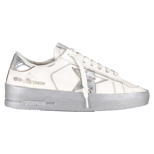 Golden Goose Women's Stardan Fashion Sneaker, White/Silver, 38