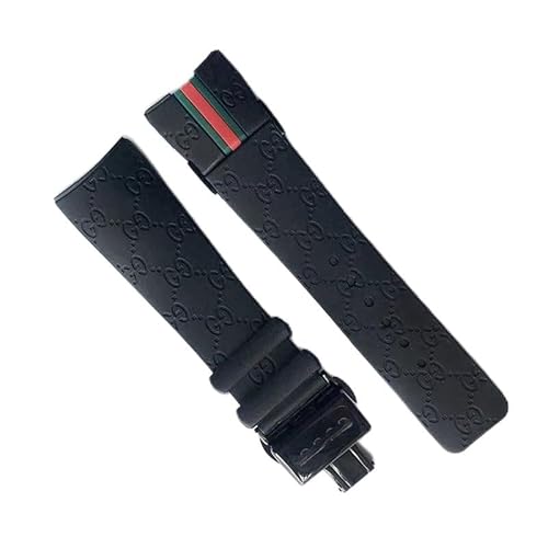 SUMMER 26MM REPLACEMENT FOR I GUCCI DIGITAL YA114207 YA114229 RUBBER WATCH BLACK STRAP BAND WITH BLACK BUCKLE SCREWS