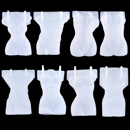 Attuslla 8 PCS Candle Molds 3D Body Jewelry Resin Casting Molds Female Male Model Shape Resin Molds for DIY Jewelry Craft