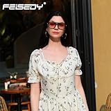 FEISEDY Vintage Square 70s Flat Aviator Sunglasses Women Men Classic Retro Stylish Frame UV400 Sunglasses B2622