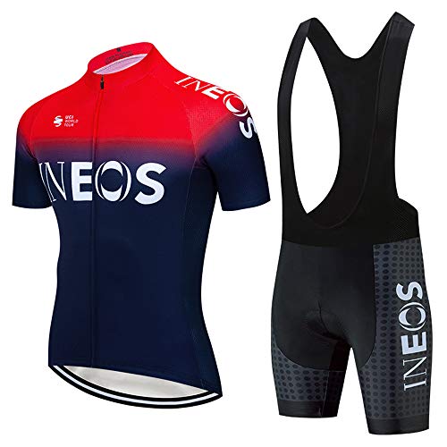 World Champion Team INEOS Cycling Jersey 12D Gel pad Bike Shorts Set MTB Ropa Ciclismo Summer Bicycling Maillot wear (Small) Red…