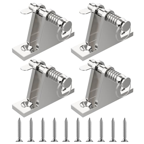 OYMLANX Bimini Top Deck Hinge Kit - 316 Stainless Steel Marine Hardware with Quick-Release Pins, 4 Hinges + 10 Impact Screws - Corrosion-Proof Mounting for Boats, Kayaks, Canoes
