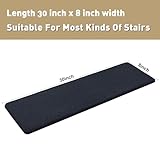 PURE ERA Carpet Stair Treads Ultra Plush 8" X 30" Soft Indoor Stair Protectors Pet-Friendly Non-Slip Skid Resistant Tape Free Washable Reusable(14 Pieces, Black)