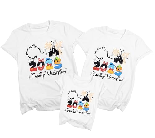 Family Vacation Shirts 2025 Family Matching Outfits Magical Tshirts for Family Cruise Trip Clothes Summer Travel Top White