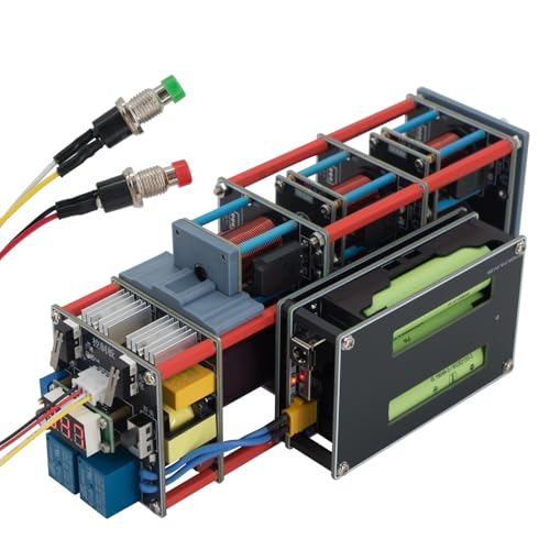 Electromagnetic Accelerator Gun Cannon High Voltage, DIY Integration Multi-Level Coil Kit, for Science Physics Teaching Experiment Tool College Education Model, High-Tech Toys,Integrated Boost Circuit
