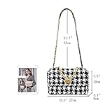 BERTY·PUYI PU Leather Houndstooth Ladies Shoulder Bag Autumn And Winter Fashion Woolen Cloth Crossbody Bag Chain crossbody handbag, Brown and black