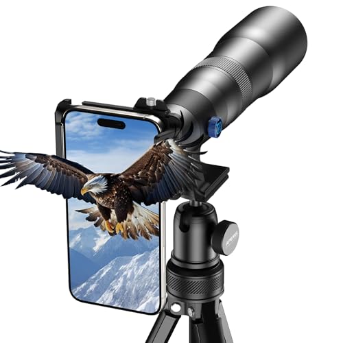 APEXEL 50x High Power HD Telephoto Lens | with Tripod & Universal Phone Clip for iPhone 16/15/14/13 Series, Samsung, Android and Most Smartphone | Landscapes Target Viewing, Wildlife Moon Photography