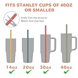 Tomorotec 12" Reusable Silicone Drinking Straws 15PCS & Cleaning Brushes for Stanley Tumblers 40oz 30oz 20oz, Noise-Free BPA-Free Food Grade Silicone Adjustable for Various Cups (Dark Morandi Colors)