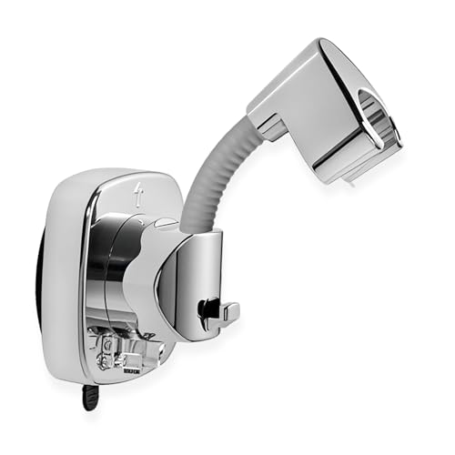 Suction Cup Handheld Shower Head Holder - Reusable - 360 Swivel Adjustable - Wall Mount Shower Wand Holder - ( Chrome Finish)