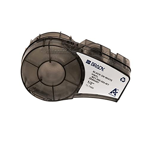 Brady M21-500-595-WT, 142807 0.5" x21' White BMP21 Series Indoor/Outdoor Vinyl Label, Pack of 8 Cartridges