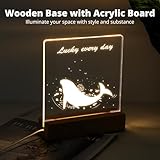 6-Pack Led Wooden Acrylic Light Base and Blanks, 7''Led Acrylic Light Base, Transparent Acrylic Night Lights with USB Cables, Wooden Bases with Acrylic Boards for Writing, Drawing, DIY, Gift