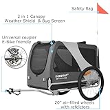 DOGGYHUT® Premium XL Pet Bike Trailer for Large Dog or Multiple Small Dogs, Up to 100 lbs,Dog Bicycle Carrier,Low Center of Gravity,Easy Folding Frame Cart (Gray)