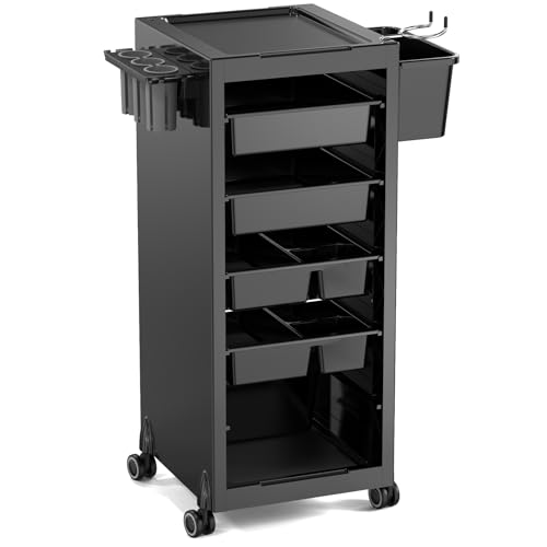Salon Trolley Cart with Wheels & 6 Drawers, Hair Cart Organizer for Stylist Hairdresser, Salon Cabinet Station for Barbershop Beauty Spa
