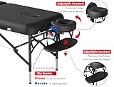 CLORIS 84" Professional Massage Table Portable 2 Folding Lightweight Facial Solon Spa Tattoo Bed Height Adjustable with Carrying Bag & Aluminium Leg Hold Up to 1100LBS