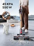 Cordless Vacuum Cleaner, 550W 45KPA 60 Mins Runtime Self-Standing Vacuum Cleaners for Home, Stick Vacuum with Charging Dock Station Removable Battery, Handheld Vacuum for Pet Hair/Carpet/Floor