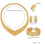 Sajayea Gold Jewelry Set Dubai Gold 24K Gold Plated Costume Jewelry for Women Indian Wedding Engagement Gifts Party