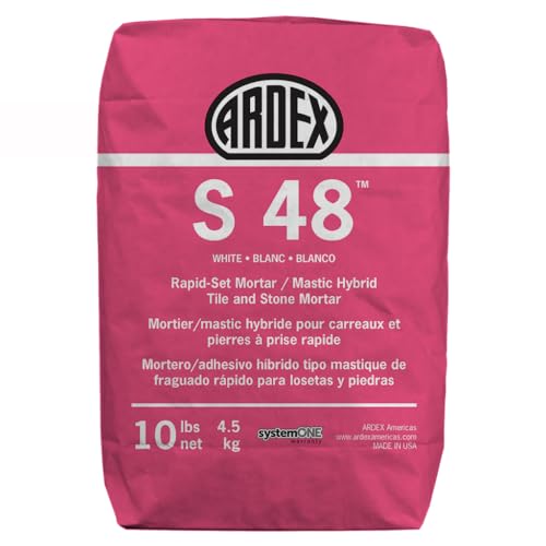Ardex S 48 Versatile, Rapid-Set, Polymer-Modified Thinset Mortar Adhesive, Flooring Underlayment for Stone, Ceramic Tile, 10 lb (4.5 kg) Bag, White