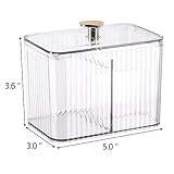 Tbestmax Qtip Holder Dispenser 3-Section Clear Bathroom Organizer Jar 3 Grids Cotton Swab/Pad/Ball Holder Container Cosmetics Storage for Vanity