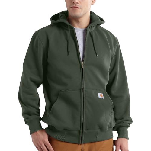 Carhartt Men's Rain Defender Loose Fit Heavyweight Full-Zip Sweatshirt, Forestry Green