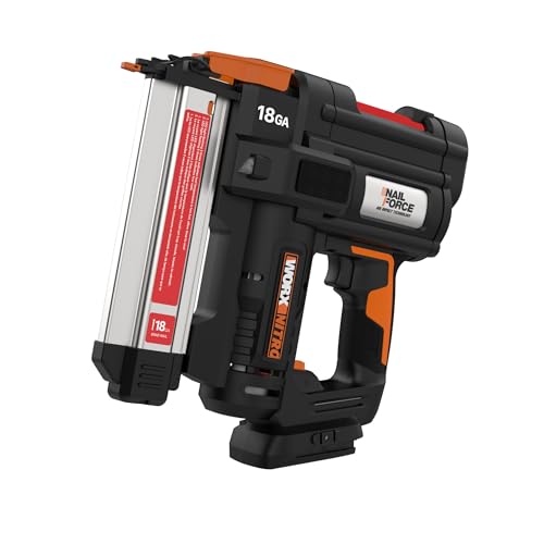 Worx Nitro 20V 18GA Brad Nailer Cordless Fires 80 Nails Per Minute, Cordless Nail Gun Anti-Ejection, Nail Gun Battery Powered Tool-Free Jam Release WX842L.9 Power Share – Tool only