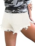 luvamia Womens Fashion Jean Shorts for Women Stretchy High Waisted Ripped Denim Shorts Women Denim Shorts Women Stretchy Short Shorts for Women Cute Clothes White Size Small Fits Size 4 Size 6