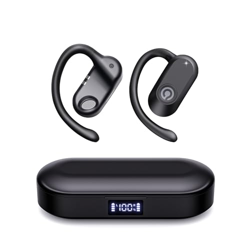 CXK Open Ear Headphones, Bluetooth 5.4 True Wireless Earbuds with 60Hrs HD Stereo Sound, 0.27oz Lightweight Design Bone Conduction Headphones with Mic, IPX6 Waterproof Fit Workout, Running, Black