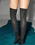 Lookswe Womens Over Knee High Socks Sexy Sparkle Rhinestone Stockings Long Casual Socks Black