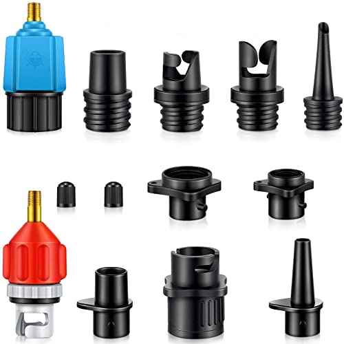 Treela Inflatable Air Pump Adaptor Compatible with SUP Inflatable Car Air Compressor Valve Adaptor with 9 Valve Nozzle for Paddle Board Boat(Classic,Orange, Blue)