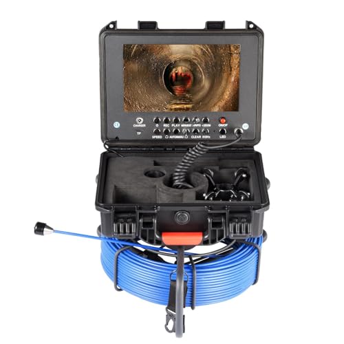 Snake Camera | Pipe Snake Camera Duct Camera with Auto-Leveling - Waterproof Sewer Inspection Camera with 30m Cable for Chimneys, Pipelines, Sewers, Machinery