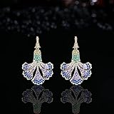 Luxury zircon drop earrings, Yellow Gold, Zircon,