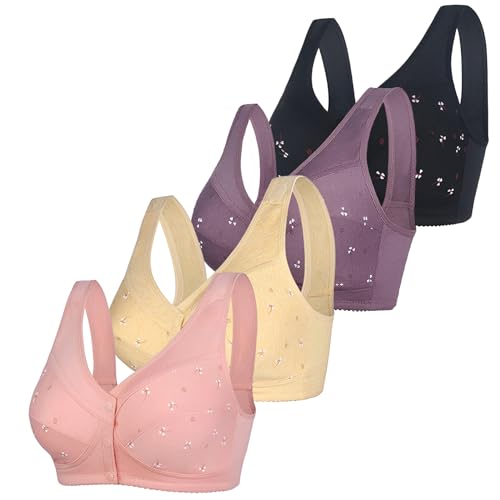 YVIVMEIE Womens Daisy Bra Front Closure Sports Bras Beauty Back Full Coverage Comfor Easy Close Bra Front Buckle Corset