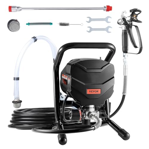 VEVOR Stand Airless Paint Sprayer, 650W High Efficiency Airless Sprayer, 3000PSI Electric Paint Sprayer Machine Extension Rod and Cleaning Kits for Interior and Exterior Furniture/Fence/Home/House