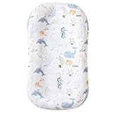 BRUNEES Baby Lounger, Baby lounger Pillow, 2 Sides Soft & Breathable 100% Cotton Cover, 0-24 Months Portable Infant Nest, Large Newborn Pillow, New Born Essentials must haves (Blue)