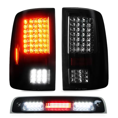 Tresound Tail Light + 3rd Brake Light for Dodge Ram 1500 2009-2010, Ram 2500 3500 2010, Ram 1500 2500 3500 2011-2018, NOT Compatible w/Original LED version, only fit Factory Halogen Model