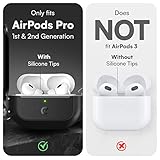 KeyBudz AirPods Pro Case with Lock - Waterproof AirPods Pro 2nd Generation Case Cover with Carabiner, Rugged Tough Protection, Hard Shell for USB-C/Lightning (Carbon Black)