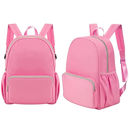 Cunno 2 Pcs Nylon Preppy Backpack for School Waterproof Lightweight Backpack Unisex for Students(Pink)