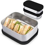 Modaniam FlexiBento - Leak resistant stainless steel bento box for adult/Stainless steel lunch box/bento lunch box/meal prep containers/Food Containers with Silicone Lids - 1200 ml per set