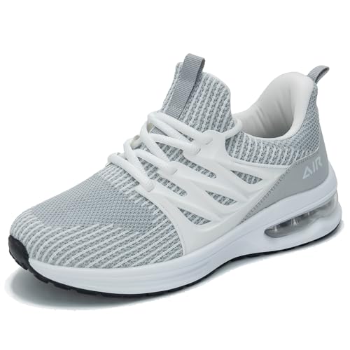 SURRAY Womens Air Tennis Running Shoes Gym Sports Comfortable Breathable Jogging Fashion Sneakers Whitegrey US 11